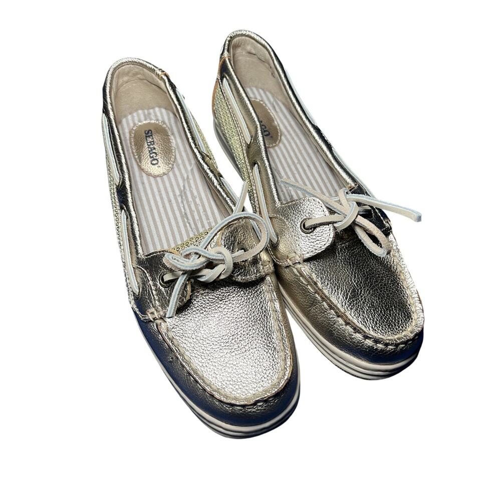 Sebago sequin boat loafer shoes womens 9.5 nautical casual eclectic coastal